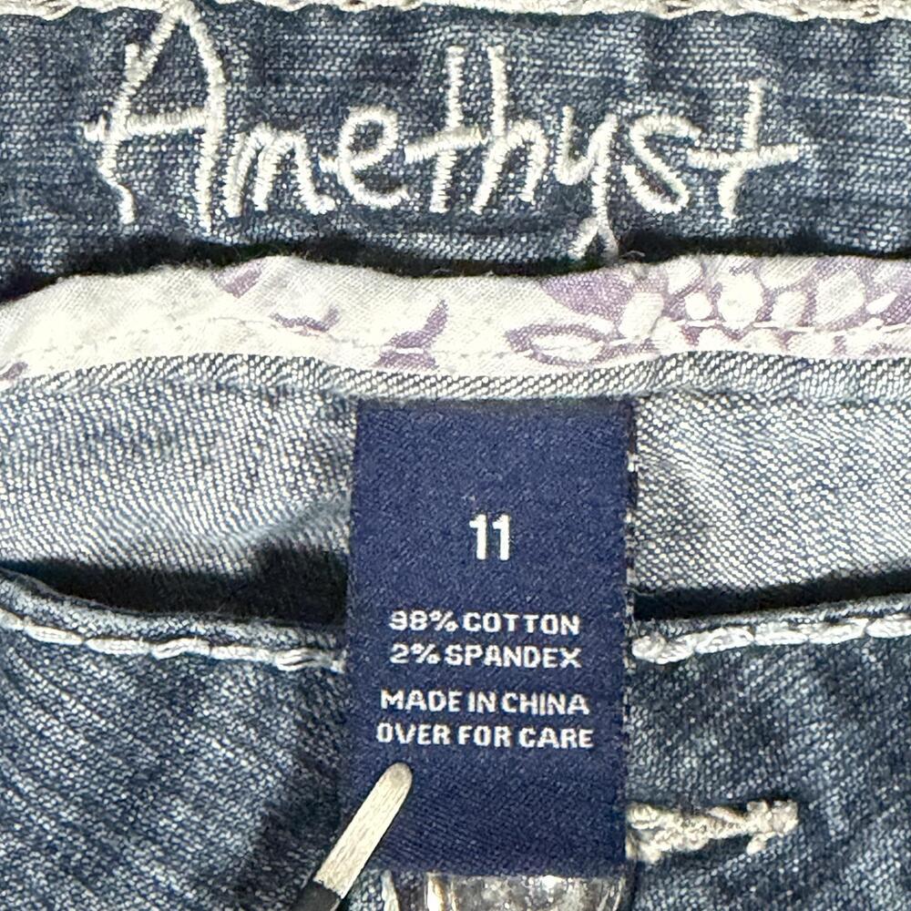 Amethyst Jeans Juniors 11 Y2K Low Rise Distressed Flare Thick Stitch Flap Pocket - Picture 4 of 9